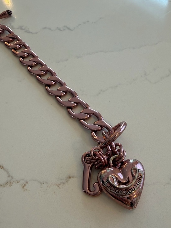 Juicy Couture Jewelry - Juicy Couture Rose Gold Heart Charm Link Bracelet